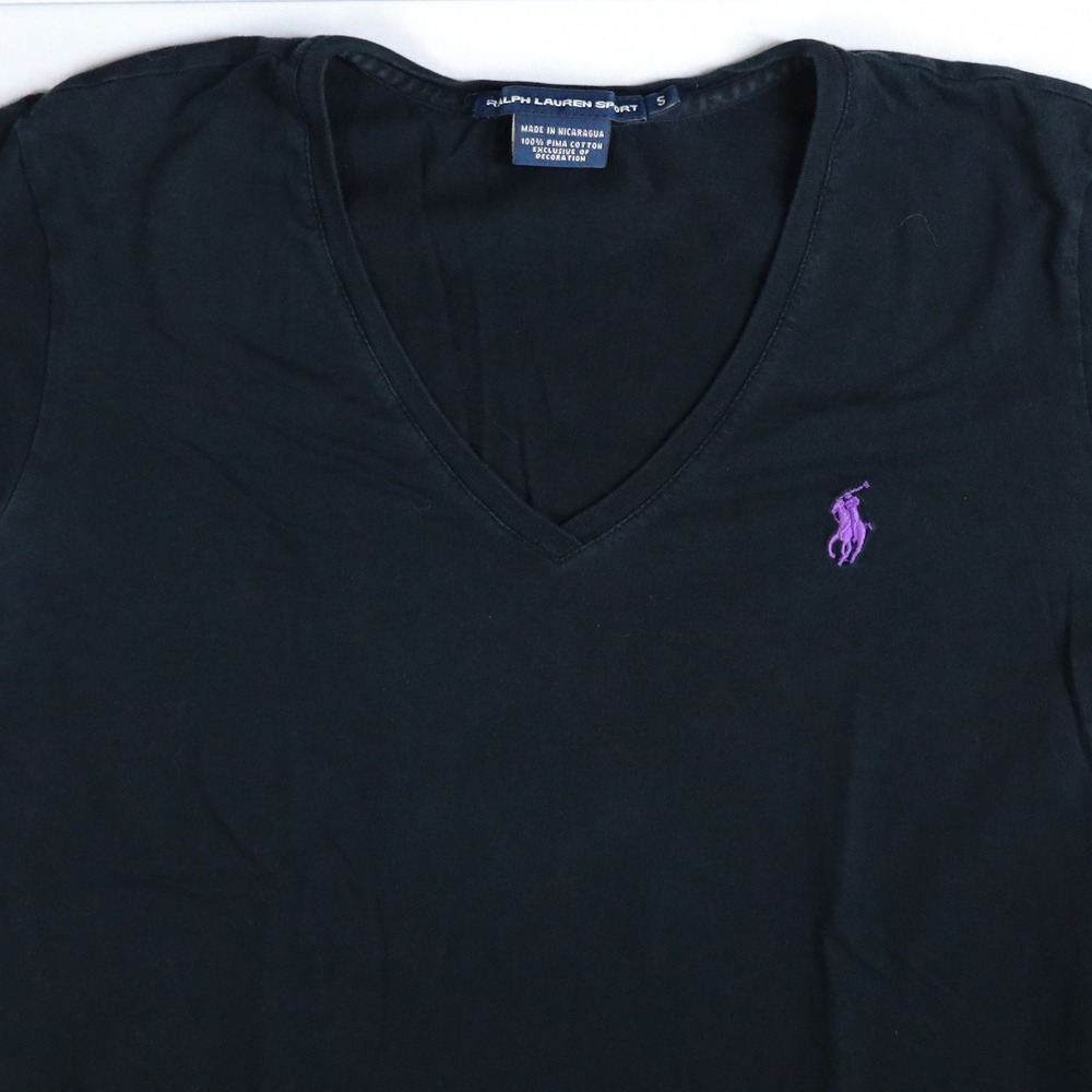 Vintage Y2K Ralph Lauren V-Neck T-Shirt Bundle Women S Black Pima Cotton Lot 2 - Picture 11 of 16